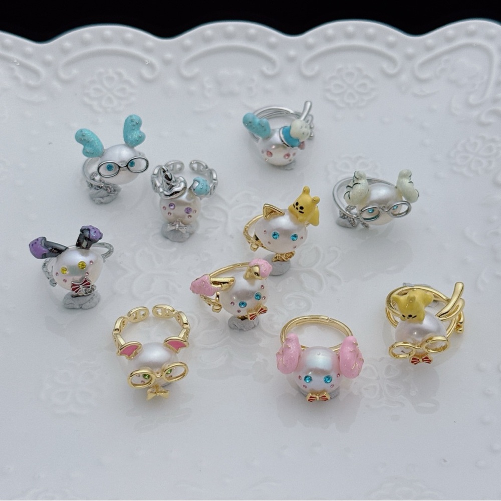 R43  Handmade Freshwater Baroque Pearl Cute Adjustable Rings - Picture 4 of 5
